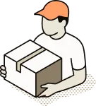 Illustration: Mitarbeiter mit Paket